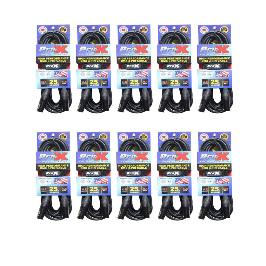 10 ProX 3 Pin 25ft DMX Par Lighting Cable - High Performance Data Cables