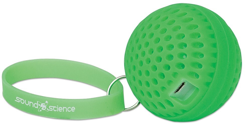 Sound Science Atom Glowing Wireless Bluetooth Mini-Speaker w/ LED Lighting Green