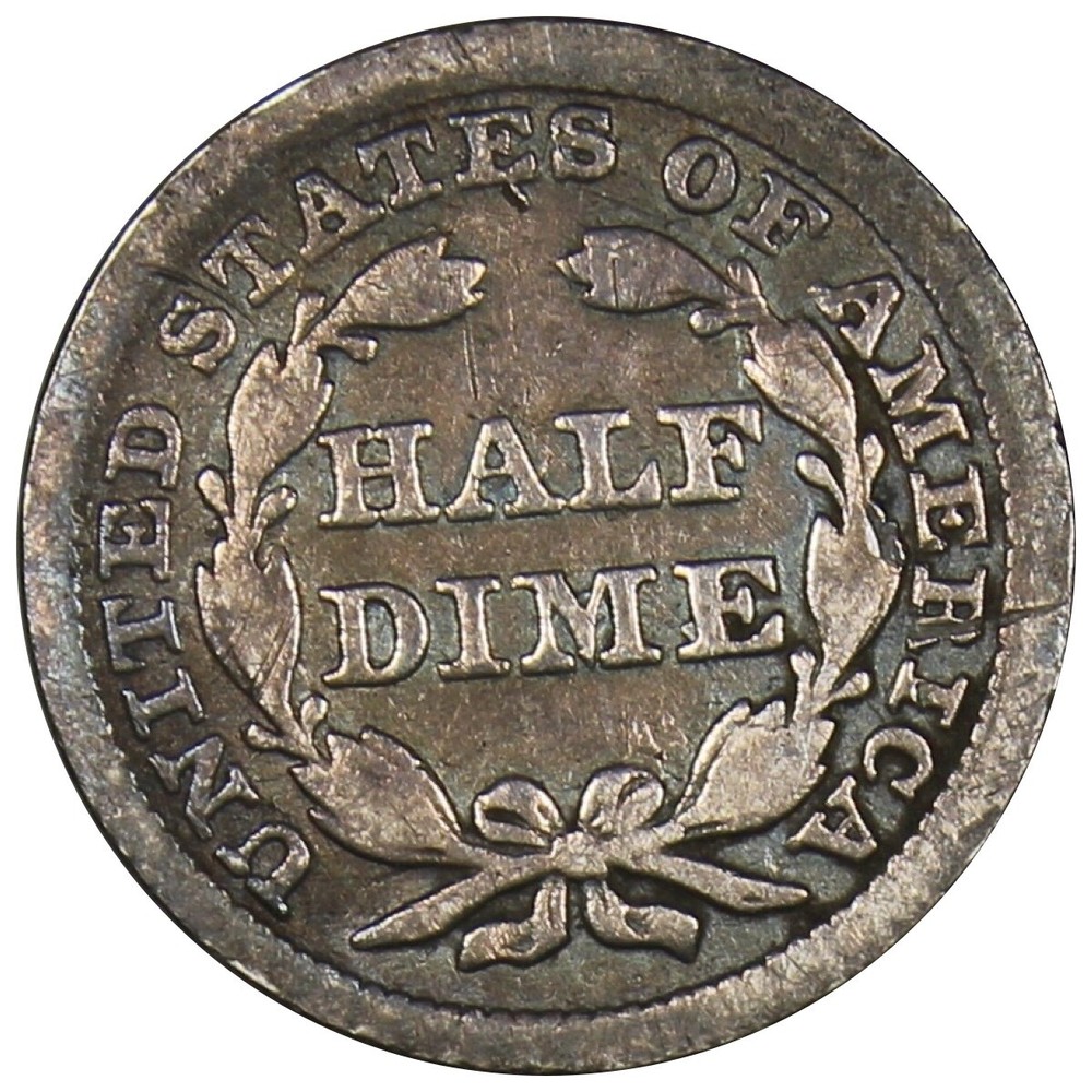 1857 Seated Half Dime Low Grade Type Coin Cleaned A1412