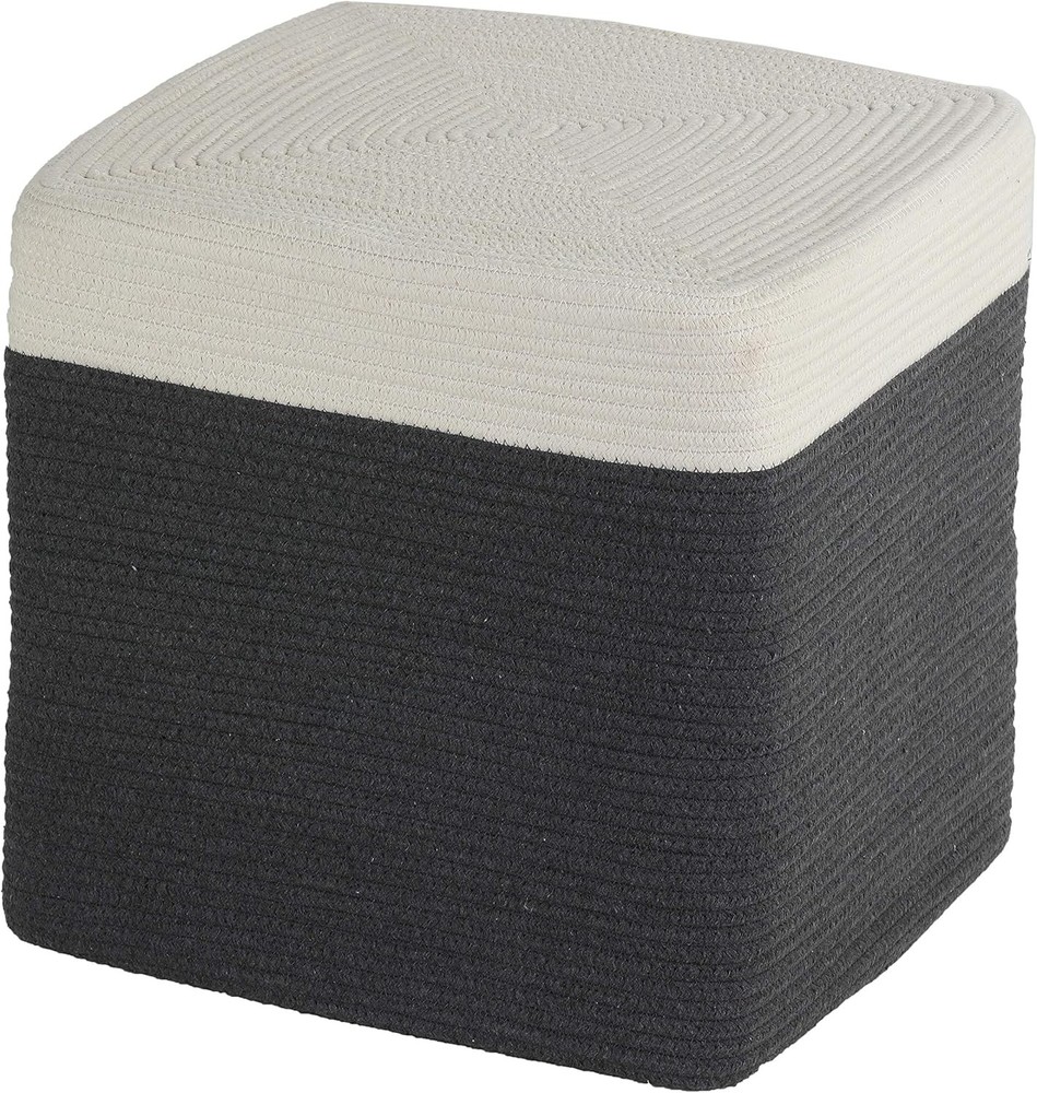 Macon Square Rope Pouf Ottoman Aqua