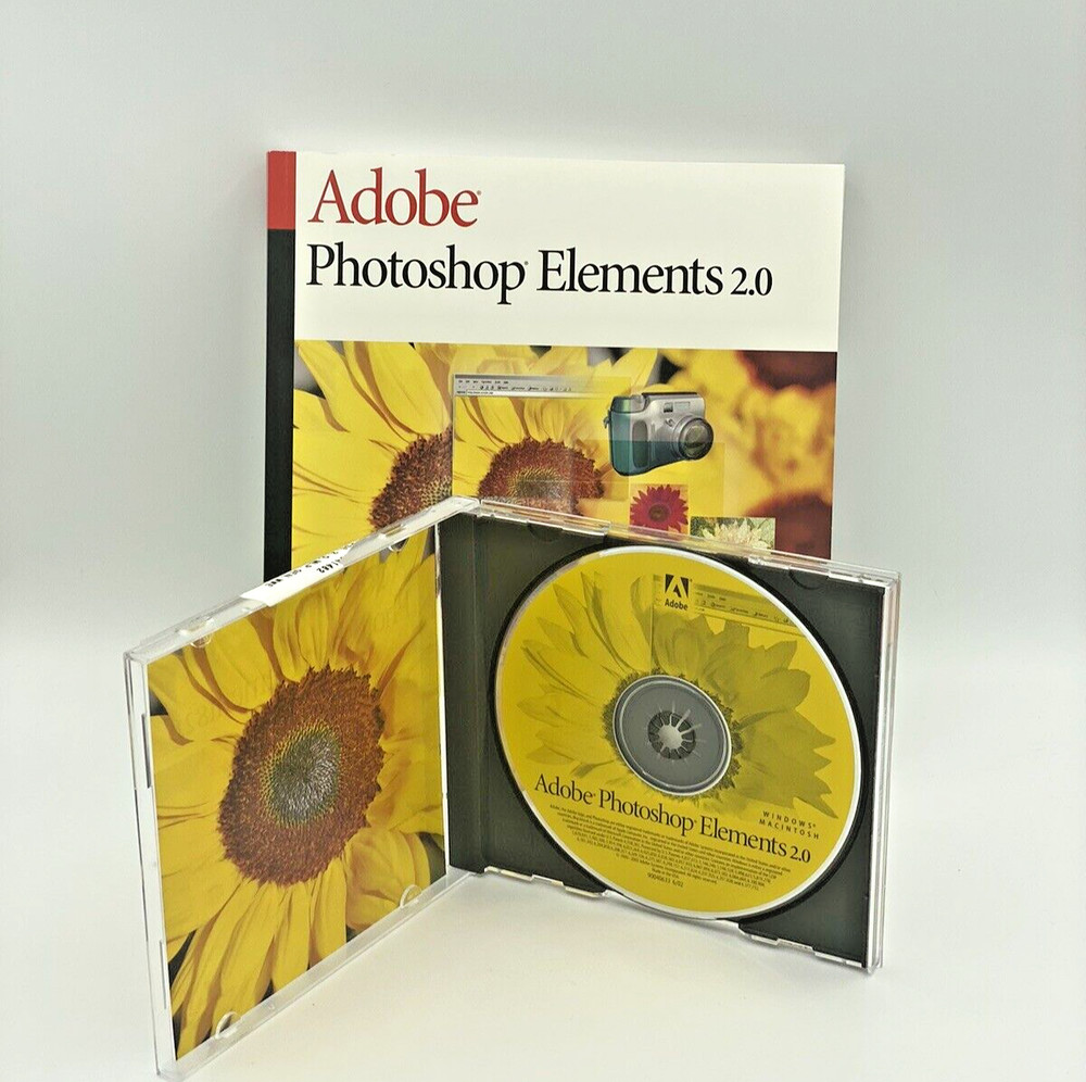 Adobe Photoshop Elements 2.0 CD + User Manual Windows / Macintosh Versions