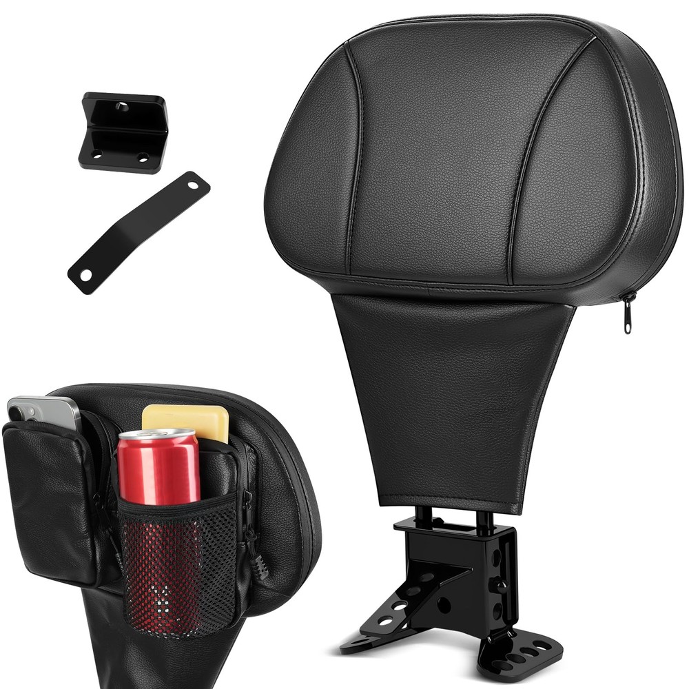 Aunseek Driver Backrest Adjustable Ride Plug-in Motorcycle Black