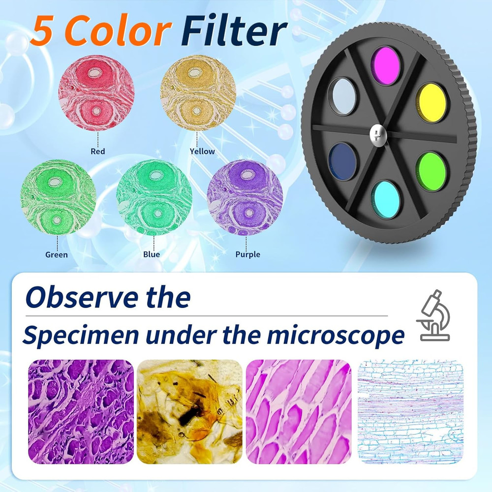 Microscope for Kids & Adults, 40X-2500X High-Power Compound Microscope for Stude