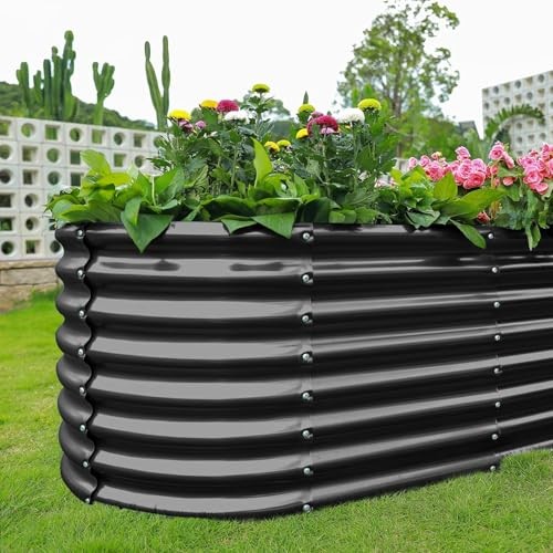 Galvanized Planter Raised Beds Galvanized Water Trough, 6×3×2ft Dark Grey