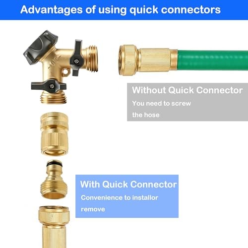 Garden Hose Quick Connector, Solid Brass 3/4 Inch GHT Thread Style 1 - 4 Set