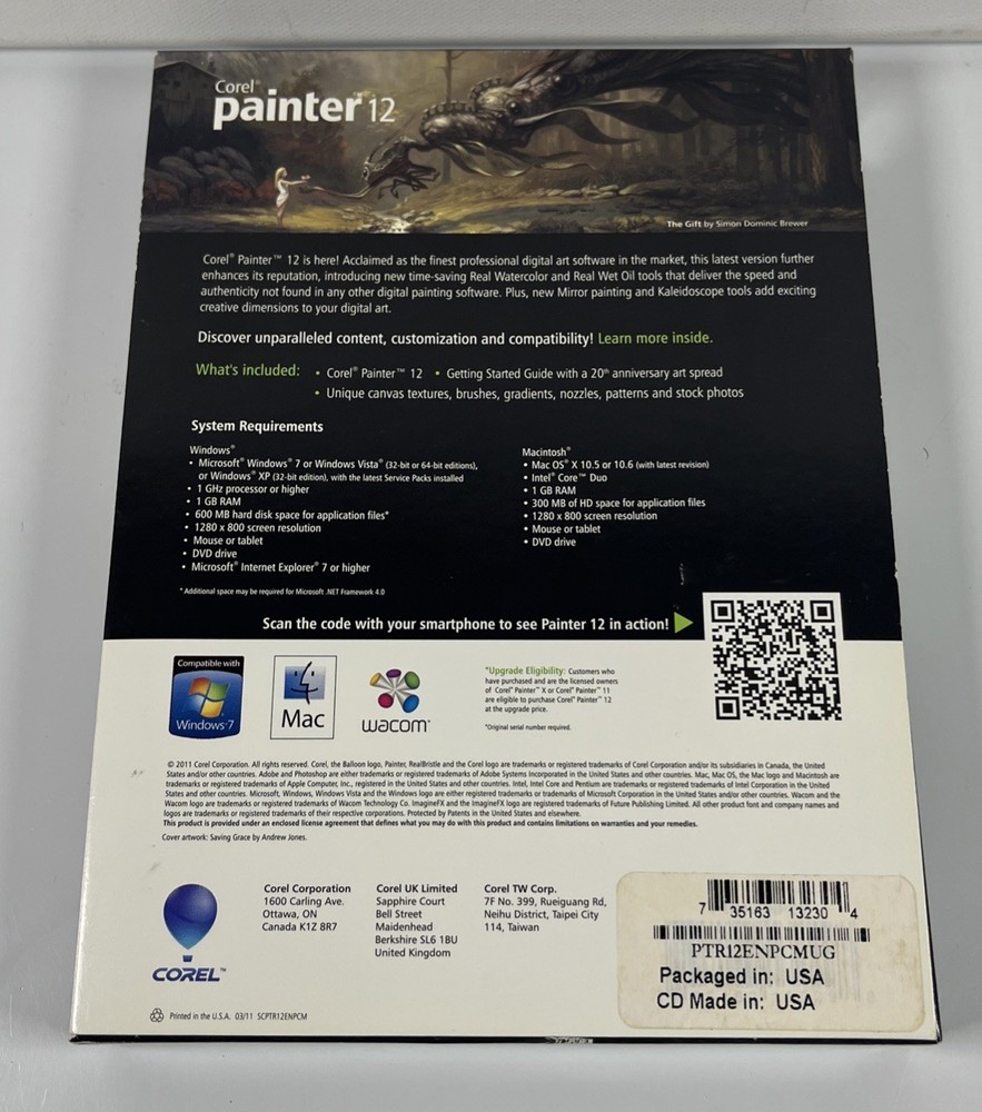 Corel Painter 12 UPGRADE Digital Art Software Windows MAC Getting Started Guide