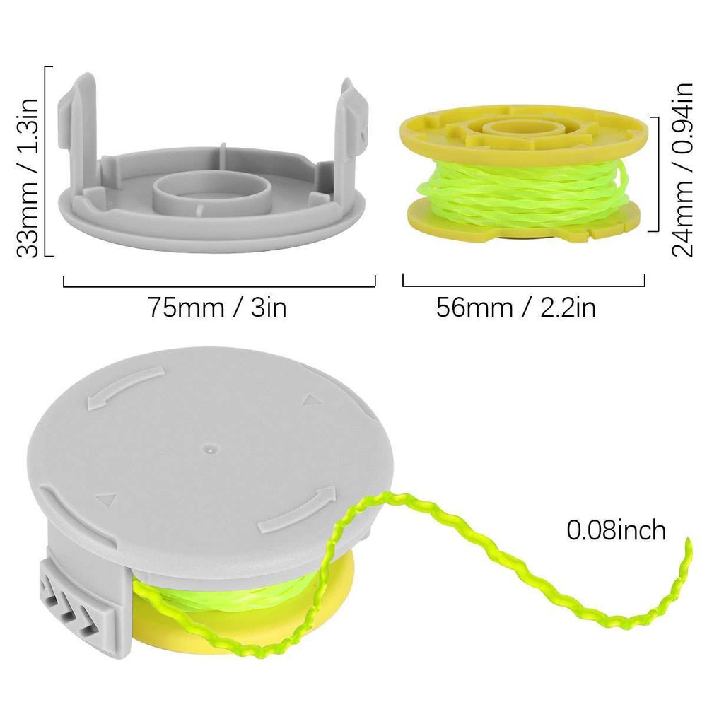 For Ryobi Replacement Twisted 0.080 In. String Trimmer Auto Feed Line Spools