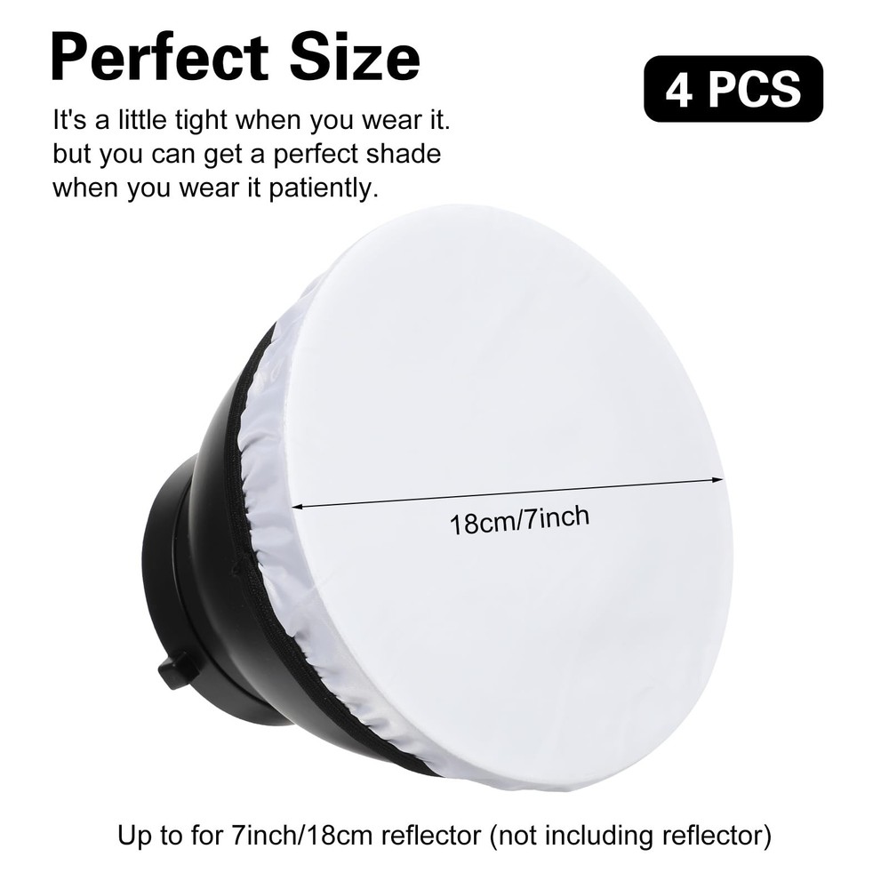 7"/18cm Light Diffuser,Soft Diffuser Lamp Cover White Shade 4Pcs, white