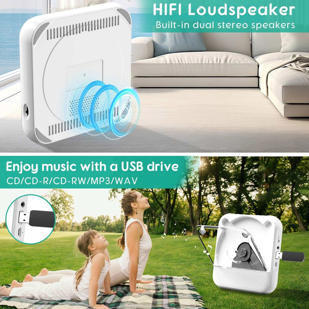Versatile CD Player Audio Speaker 5V2A Bluetooth 5.3 User-Friendly Operation aa
