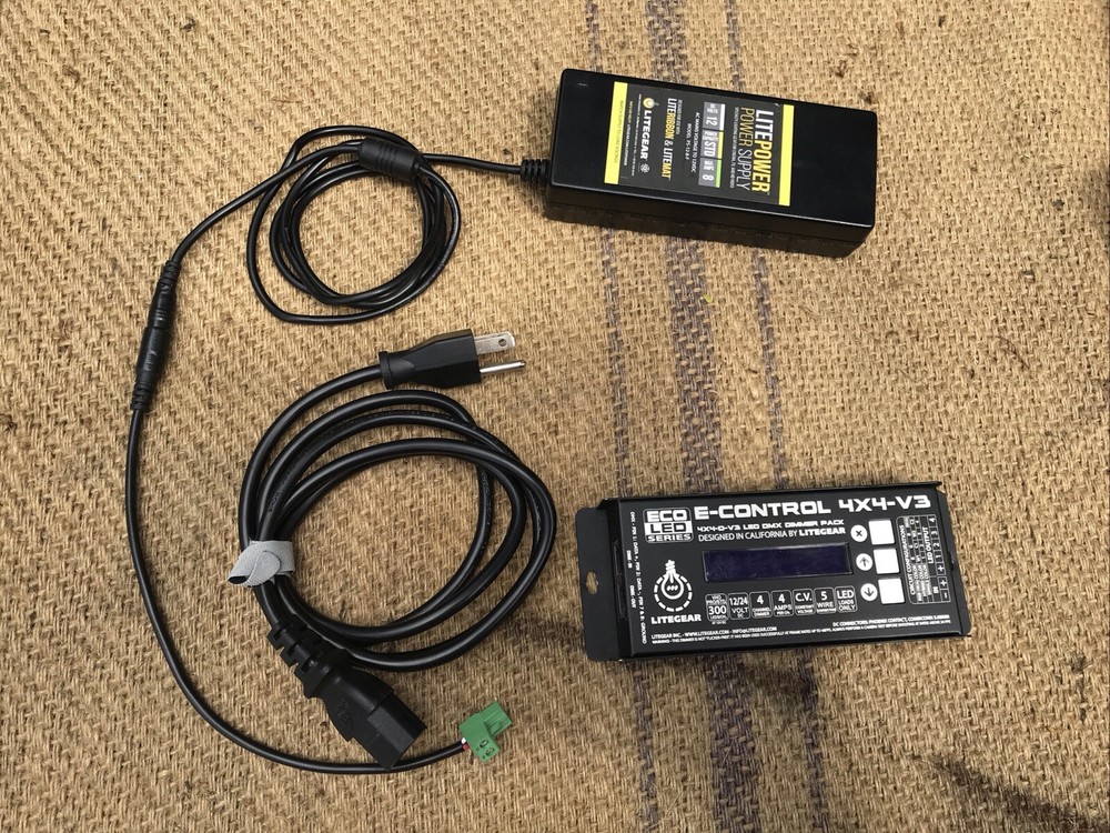 Litegear E-Control 4x4 LED DMX Dimmer, Litegear Power Supply 12v 8A & EIC Cable