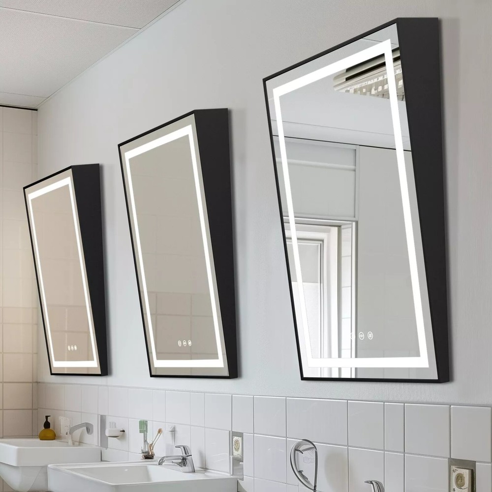 LED Illuminated Bathroom ADA Fixed Mirror with Tilt Frame Vanity 3 Colors Mirror