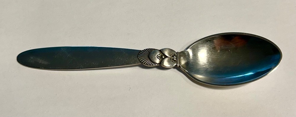 Vintage Georg Jensen, Denmark Cactus Pattern Sterling Silver Teaspoon