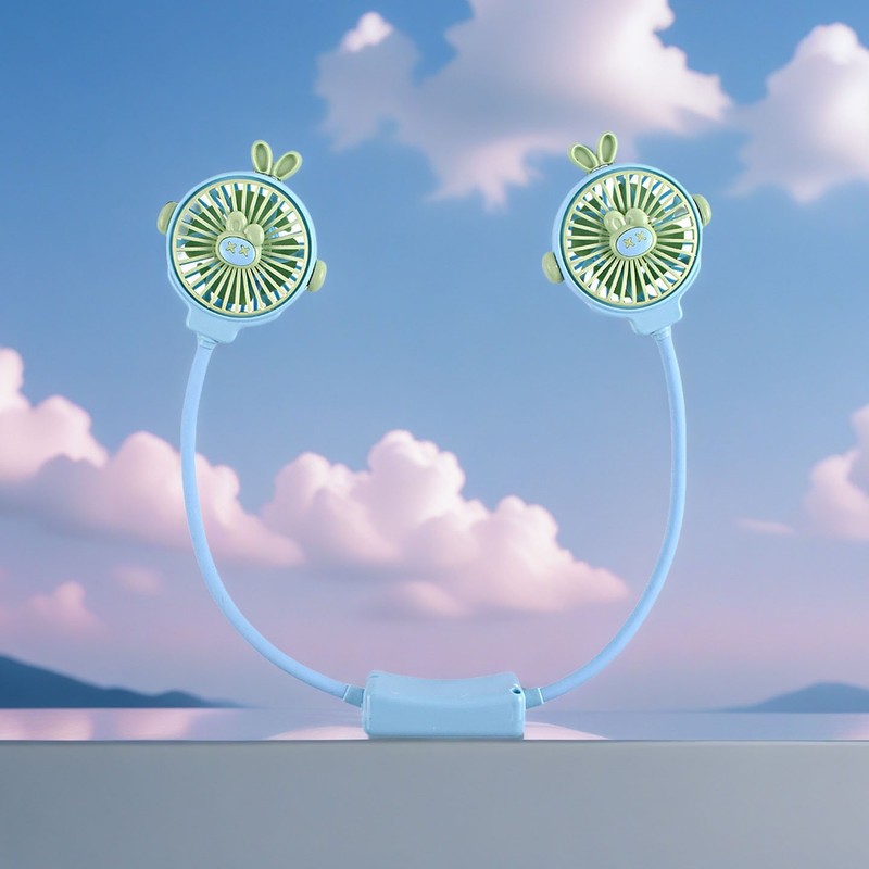 USB & Solar - Powered Visor Fan Hat Blue