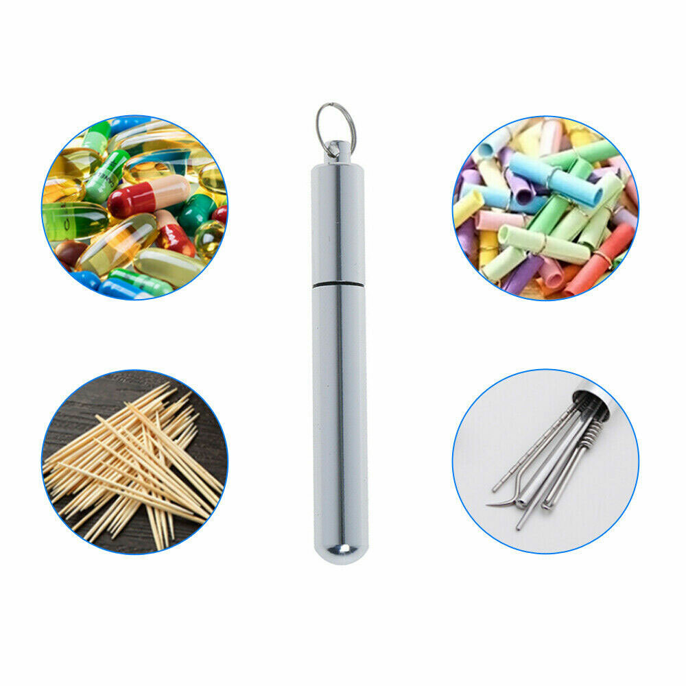 General Keychain Waterproof Pill Box Bottle Holder Container Ear Spoon Tool #LI