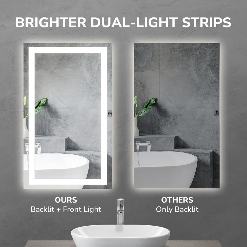 60x36" LED Bathroom Mirror Touch Lighted Vanity Mirror Dimmable Tempered Glass