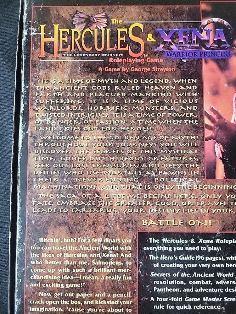 Hercules & Xena Role Playing Game, West End Games, Used, Missing Dice