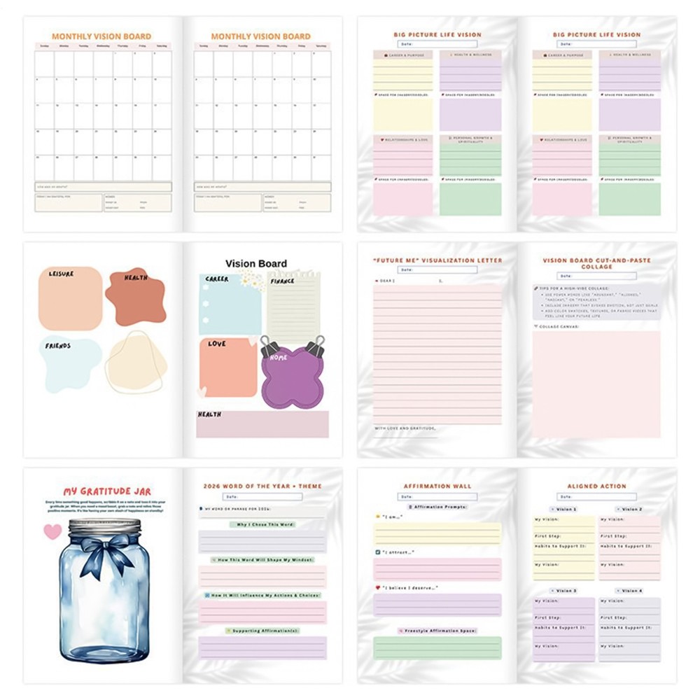 2026 VISIONBOARD Planner Notebook Goal Achievement Journal Work Planning