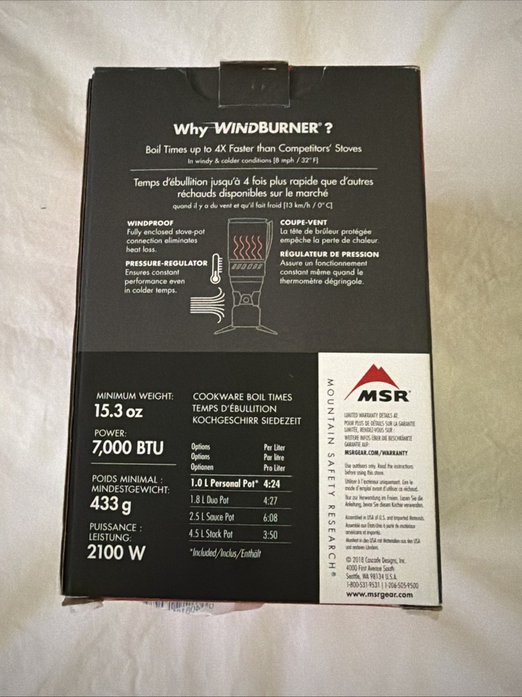 NEW!! MSR Windburner Personal Stove System