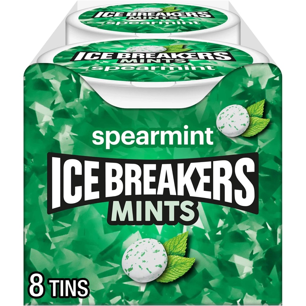 ICE BREAKERS Spearmint Sugar Free Mints Tins, 1.5 oz (8 Count)-2 BOX