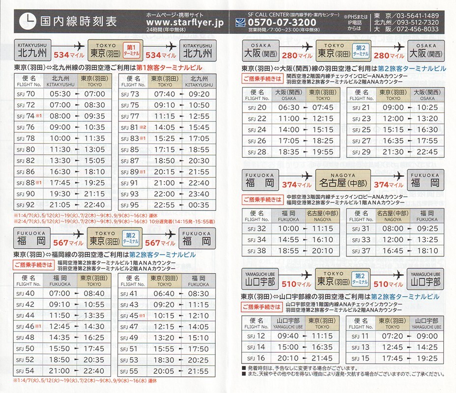 Starflyer timetable 2015/03/29