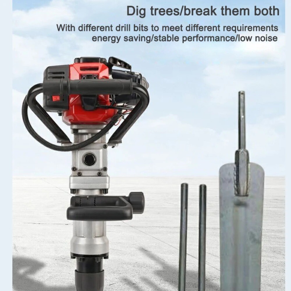 Gasoline Engine 32.6 CC 2-stroke Pile Driver T-Type Tree Digging & Drilling