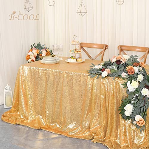 Sequin Tablecloth Seamless 90x132inch Rectangle 132" x 90" (Rectangular) Gold