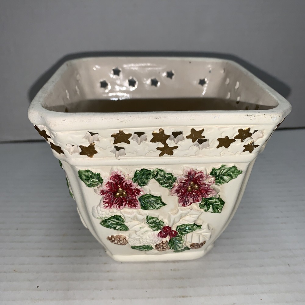 Art Pottery Cornucopia Vase Planter White 5” Vintage