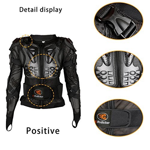 Motorcycle Full Body Armor Protector Removable Racing Jacket Large Black