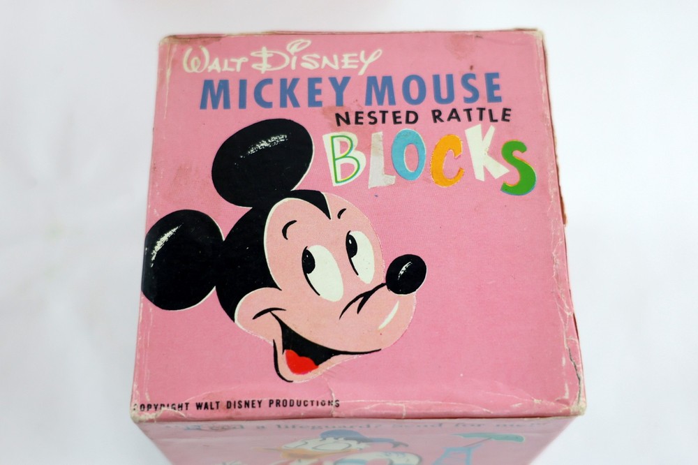 Vtg Disney Stacking Nesting Rattle Blocks - MICKEY MOUSE, DONALD DUCK & MORE
