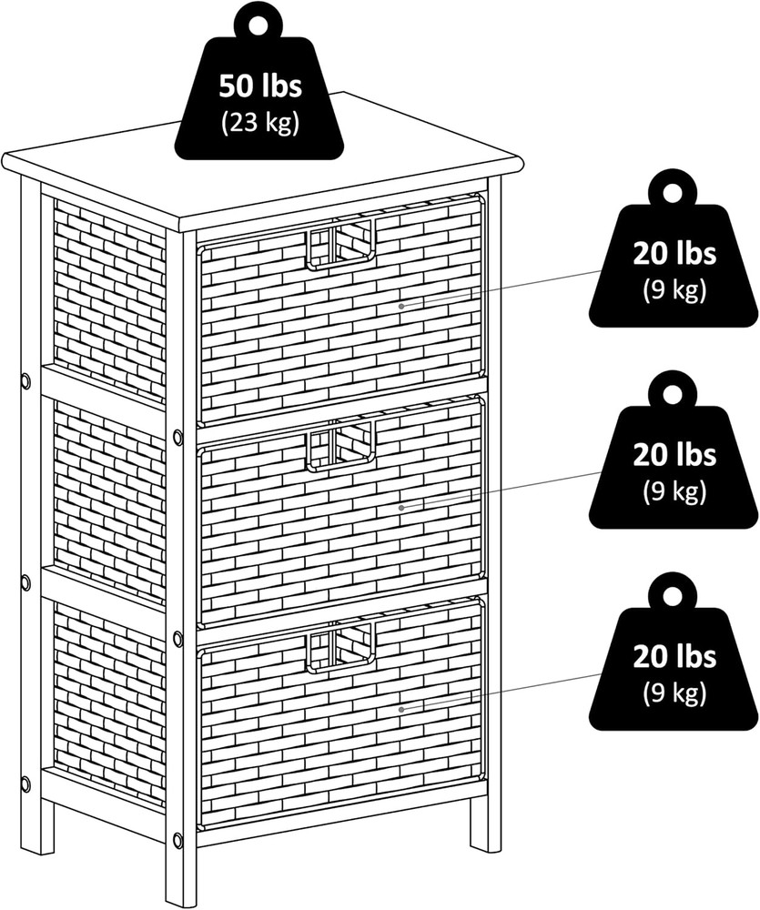 Omaha Storage Rack, 3 Storage Baskets, Black