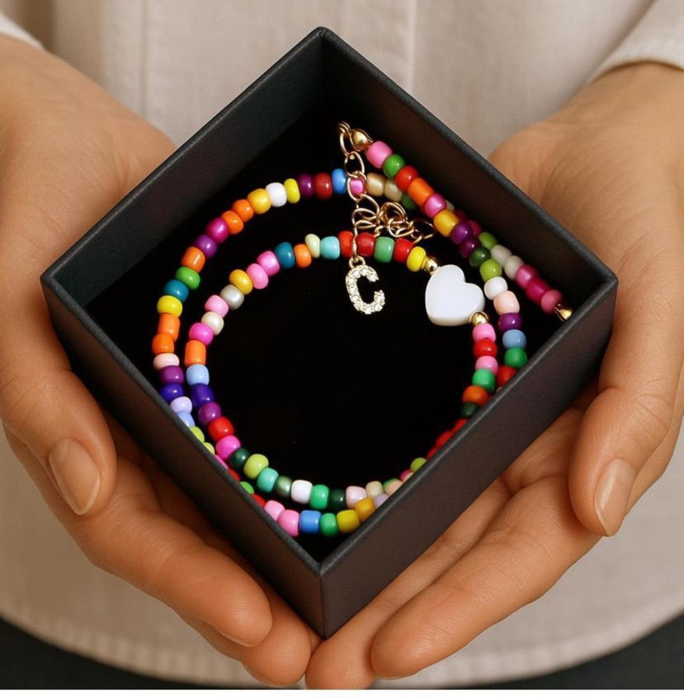 Malinad Colorful Beaded Initial Necklace