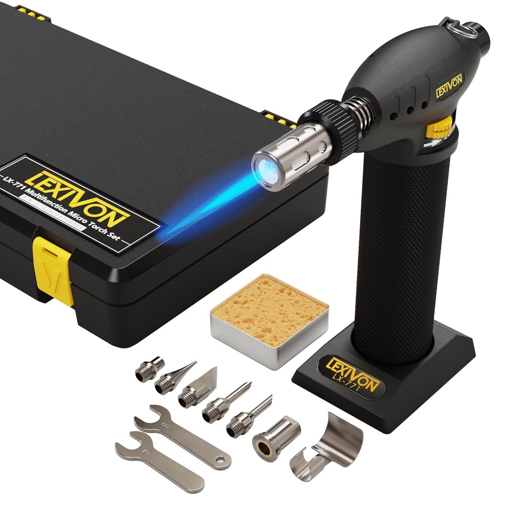 Multi-Function Butane Torch Kit with Adjustable Flame and Hands-Free Operation