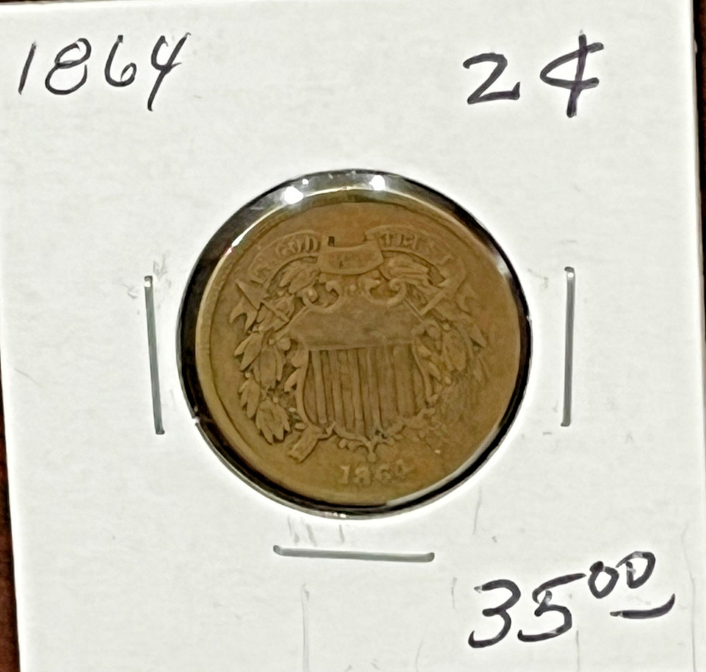 1864 Two Cent Piece - Looks VF/XF