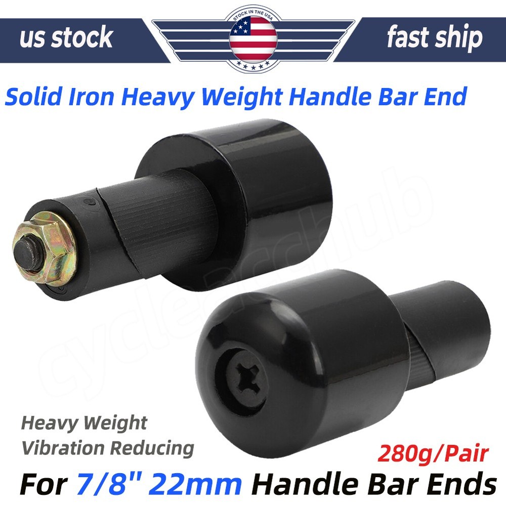 Solid Iron Handle Bar Ends Heavy Weight Vibration Reducing Grip Plugs 7/8" 22mm