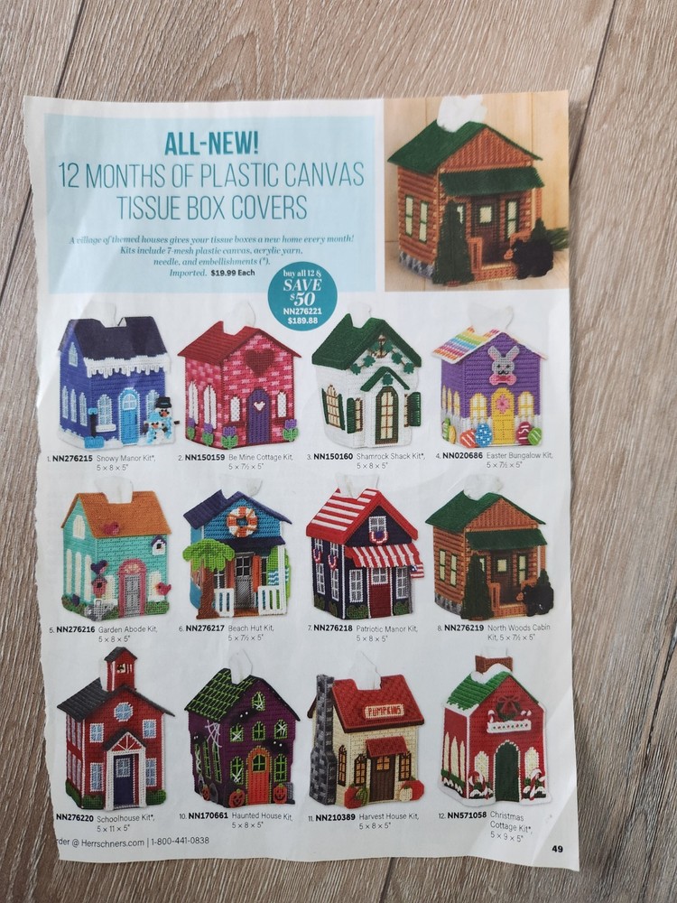 Herrschners Plastic Canvas Tissue Box Covers Single Pattern