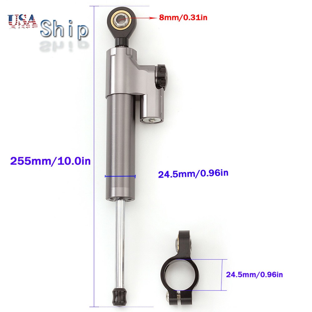CNC Steering Damper Motorcycle Stabilizer Linear Safety Control Gray&Black