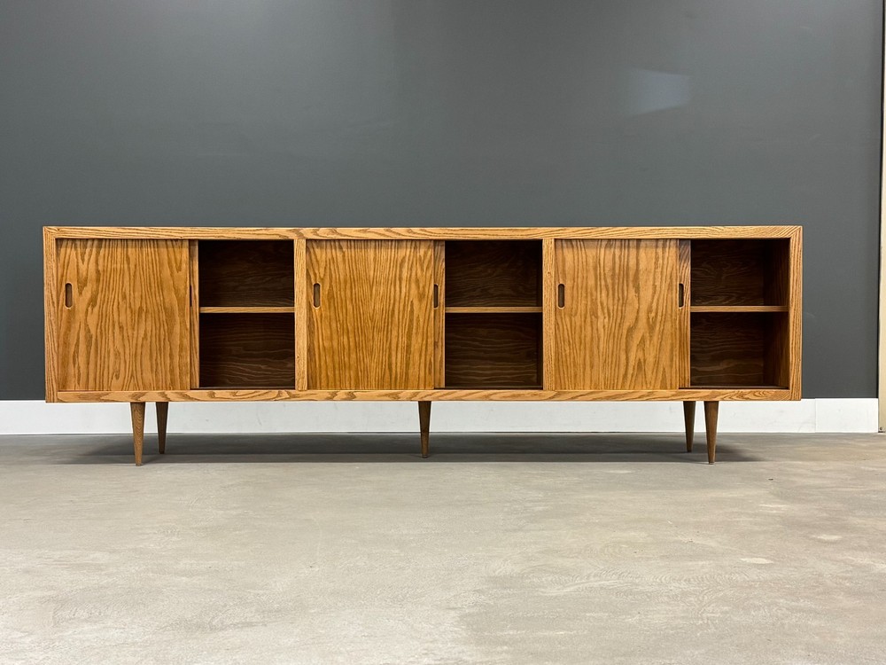 Refinished Oak 96” Sideboard Credenza
