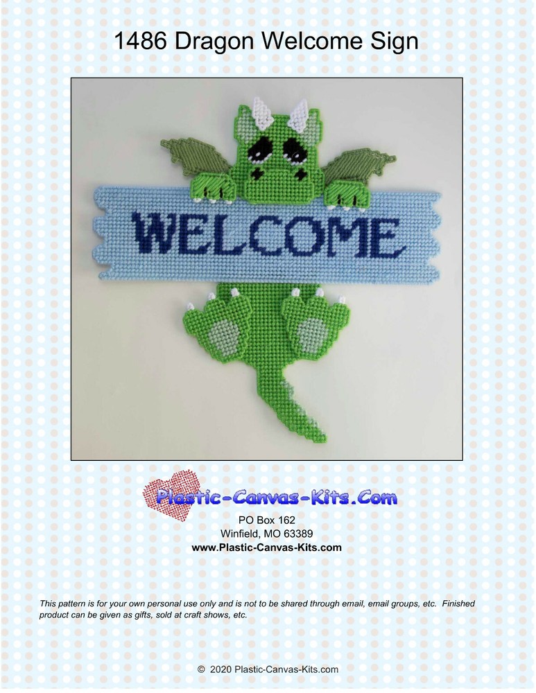 Dragon Welcome Sign-Plastic Canvas Pattern or Kit