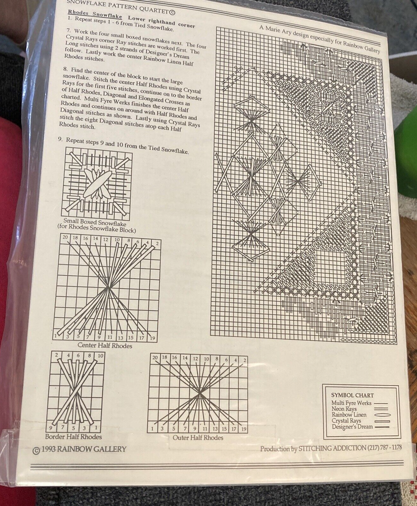 Rare Rainbow Gallery Snowflake Pattern Quartet Needlepoint 93' pattern only