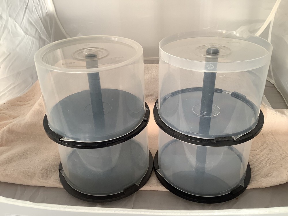 4 Empty Cake Box Spindle 50 Disc CD DVD BluRay Storage Case