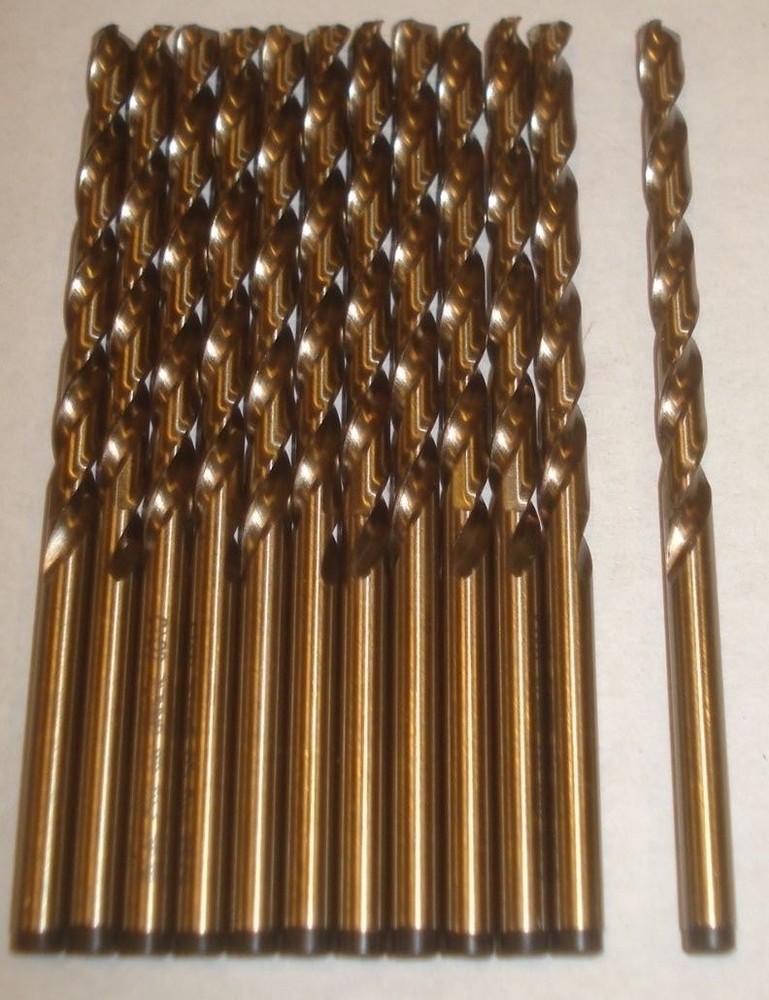 PKG OF 12 BRONZE OXIDE COATED DRILL BITS 5/32" DIAMETER MADE BY PRECISION TOOLS