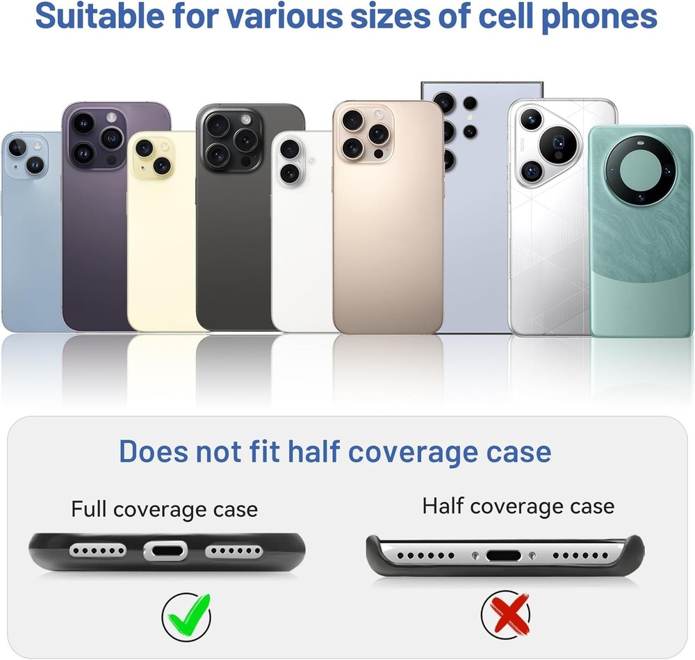 Durable Phone Tether Tab - Easy Install Safety Strap, 4 Black Tether Tabs