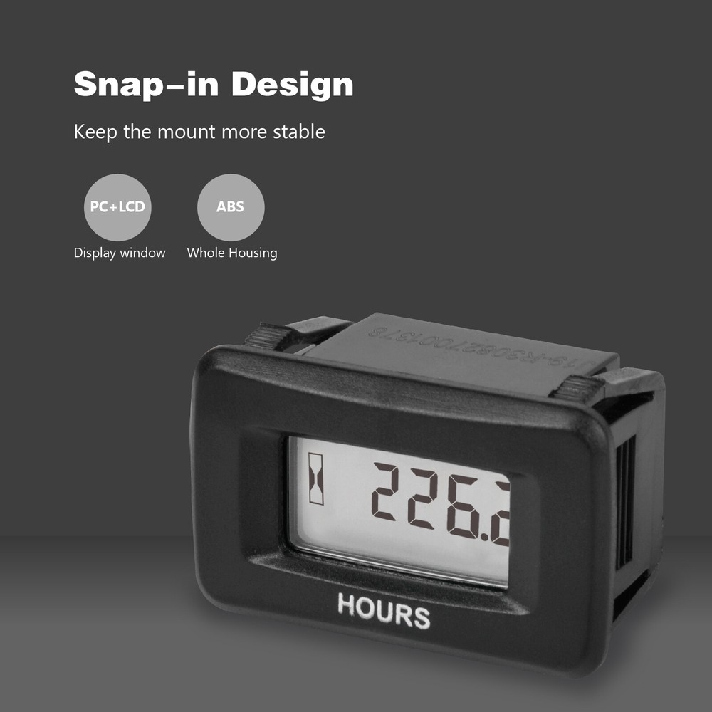 AC/DC Powered Digital Maintenance Hour Meter Motorcycle Hour Meter for Mowers