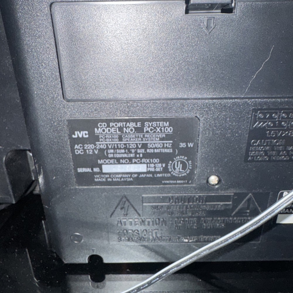 JVC PC-X100 CD PORTABLE SYSTEM