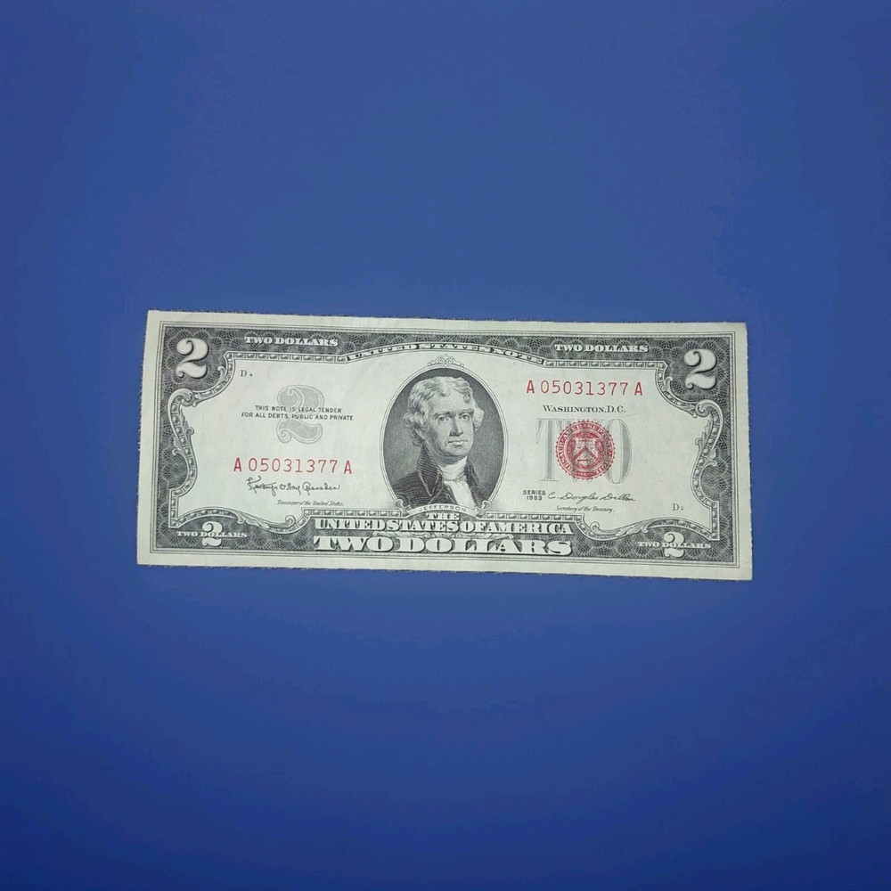 1963 $2 DOLLER RED BANK NOTE VF