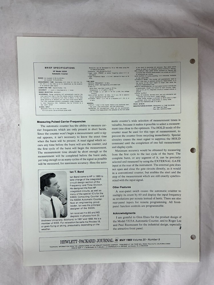 Hewlett-Packard Journal May 1969 Volume 20 Number 9