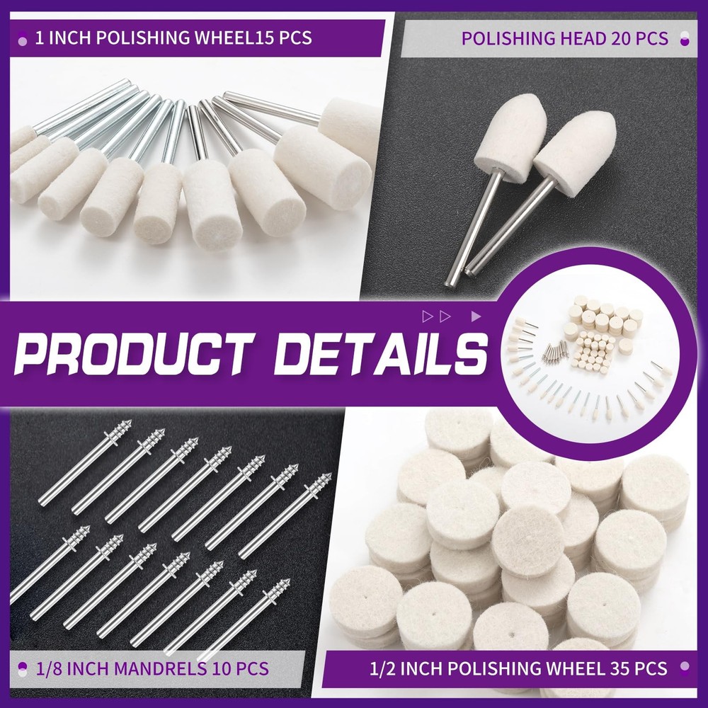 80Pcs Buffing Wheels Kit With 2Pcs Compound Compatible With Dremel Rotary Too...