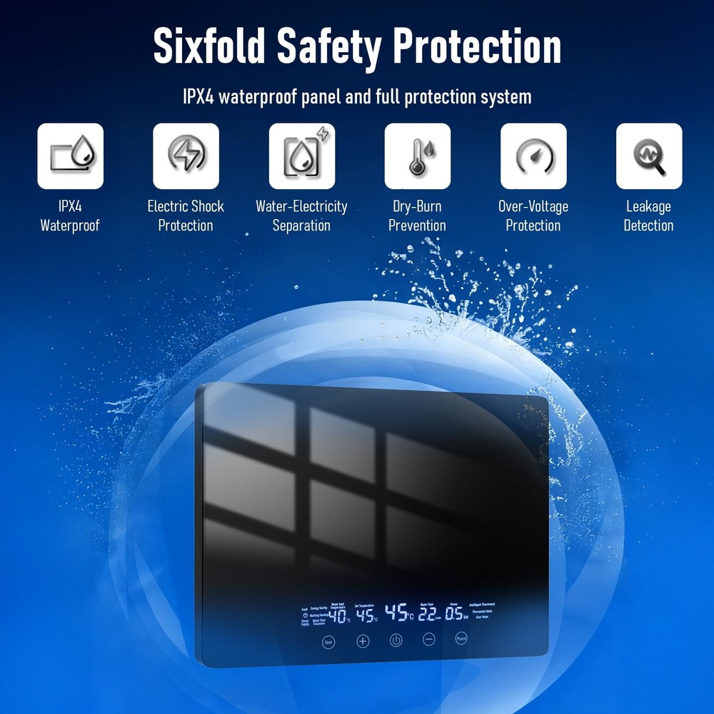 Lemonenergy Electric Tankless Water Heater, 6.5KW 110V, Instant Hot Water, LED