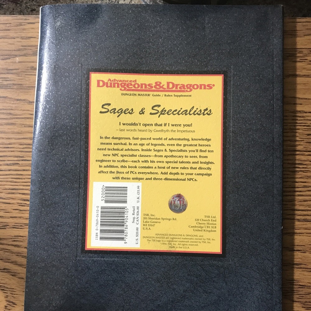 Sages and Specialists, DUNGEON MASTER GUIDE. 2146