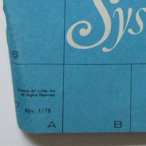 Delta Air Lines System Route Map, January 1978, Fold Out 22" x 17"